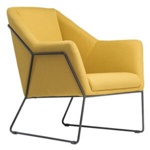 SILLÓN DE DISEÑO MODERNO ALUMINIO NEGRO Y TAPIZADO AMARILLO MOSTAZA
